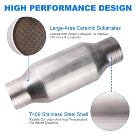 Yeoflagtrade 2.5 Inch Catalytic Converter 1 Pcs High Flow Universal Catalytic Convert Inlet Outlet 2.5" Catalytic, Direct-Fit Catalytic Convertor with O2 Port (EPA Compliant)