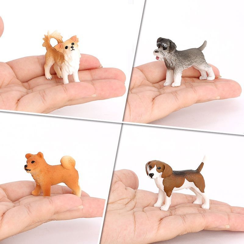 10PCS Mini Dog Figurines Toy Set Hand Painted Plastic Simulation