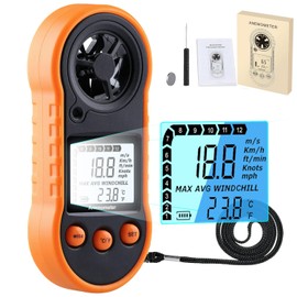 VRESOURCING Digital Anemometer,Handheld Wind Speed Meter,Air Flow Velocity Meter for Measuring Wind Speed/Temperature with Backlight LCD,for Shooting, HVAC, Drone Flying,Windsurfing, Sailing, Surfing, Fishing