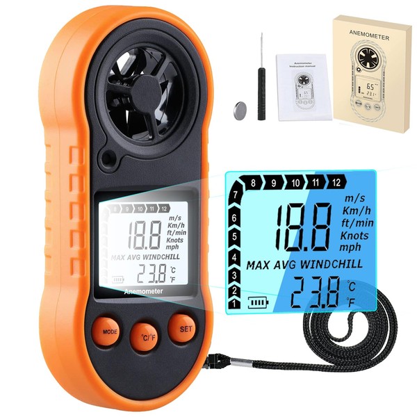 VRESOURCING Digital Anemometer,Handheld Wind Speed Meter,Air Flow Velocity Meter for