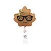 Maple Leaf Autumn Thanksgiving Retractable Name Card Badge Holder Reel with Alligator Clip, 24 inches Thick Pull Cord