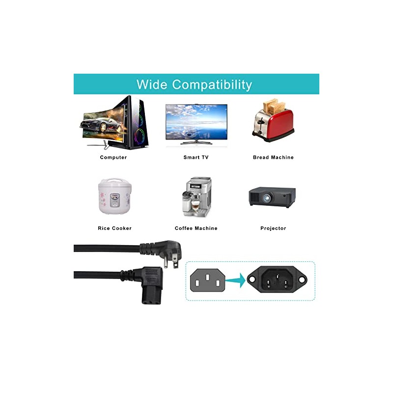 [Paquete de 2] Cable de alimentación para computadora de 90