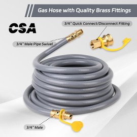 Lezbanz 3/4 Inch Natural Gas Hose for Generator with Quick Connect Fittings 30FT, Natural Gas Line NG/LP Appliance for Generator, Grill, Heater, CSA, Indoor Outdoors Use