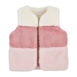 Mud Pie Girls Children Pink Color Block Fur Vest