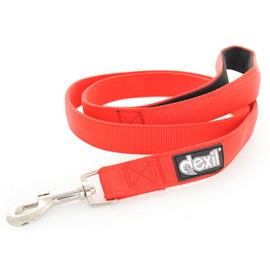 Dexil Elite Range Luxury Padded Handle Strong 1.8m 6ft Pet Dog Lead Leash (Flash Red, 180cm/6ft x 25mm)