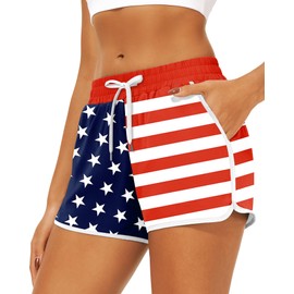 HQP USA Short Women American Flag Shorts Fourth of July Summer Board Shorts 4th of July Outfits