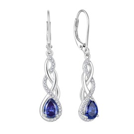 Inpasne Leverback Earrings 925 Sterling Silver Tanzanite December Birthstone Earrings Infinity Teardrop Dangle Drop Earrings Jewelry Gifts for Women