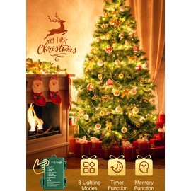 Brightown Christmas Tree Lights Battery Operated Outdoor, 10Ft 120 LED Christmas Cluster Lights Firecracker String Lights Waterproof Twinkle Lights for Indoor Wreath Xmas Tree Christmas Decorations