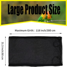 Bird Cage Seed Catcher Large Bird Cage Cover 118 * 31 inches Adjustable Bird Cage Net Cover,Black Nylon Mesh Birdcage Skirt Guard for Parrot Macaw Round Square Cages (1, Black, 118 * 31 inches)