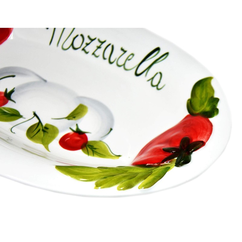 Lashuma Handmade oval serving plate in tomato mozzarella design made