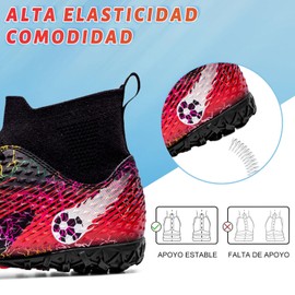 Zapatos de Fútbol para Hombre Profesionales, Tacos Calzado de Futbol, Tacos de Futbol Soccer para Adultos y Adolescentes, Tacos de Fútbol para Entrenar al Aire Libre Atletismo Interiores Exteriores (Negro rojo, Adulto, 26.5 cm, Medición, Sistema tallas c