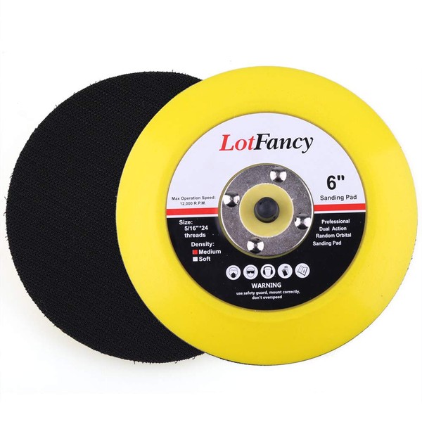 6-Inch Hook and Loop Backing Plates by LotFancy, DA Air