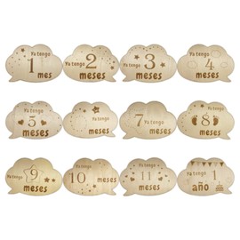 12 Monthly Wooden Milestones for Babies - Wooden Cards Meets Month-Gift Sets for Baby Shower and Newborn - Original Baby Stages Gift