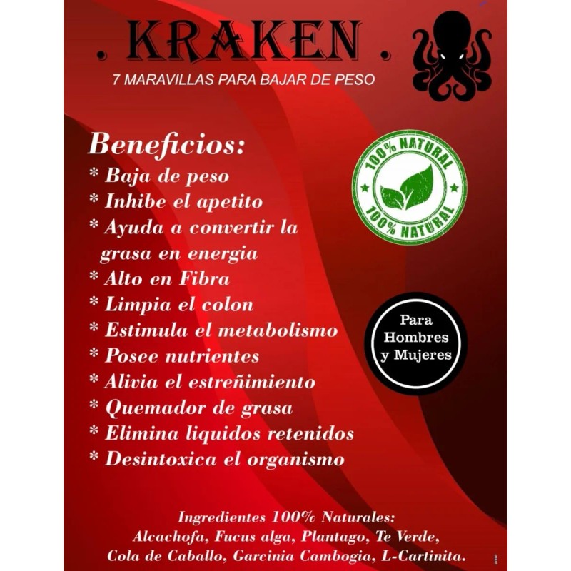 Paquetes Bajar Peso Kraken 150 Parches Adelgaza Neutra