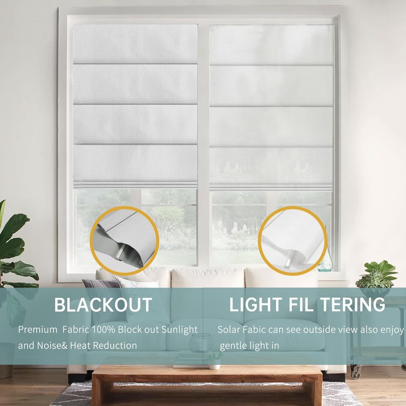 Changshade No Drill Roman Shades for Windows,Cordless Roman Blinds No