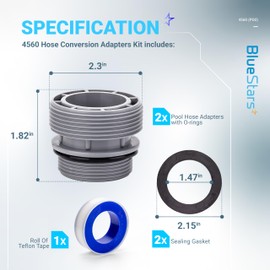 BlueStars 4560 (Pack of 2) 40mm to 1 1/2 Inch Conversion Kit – Pool Hose Adapter Compatible with In-tex 26647EG SX2800, 26645EG SX2100, Coleman, Hayward Pool Parts – Clear Sand Filter Pump
