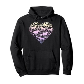 Colorful Cute Hearts Shape Silhouette Lover - Animal Horse Pullover Hoodie