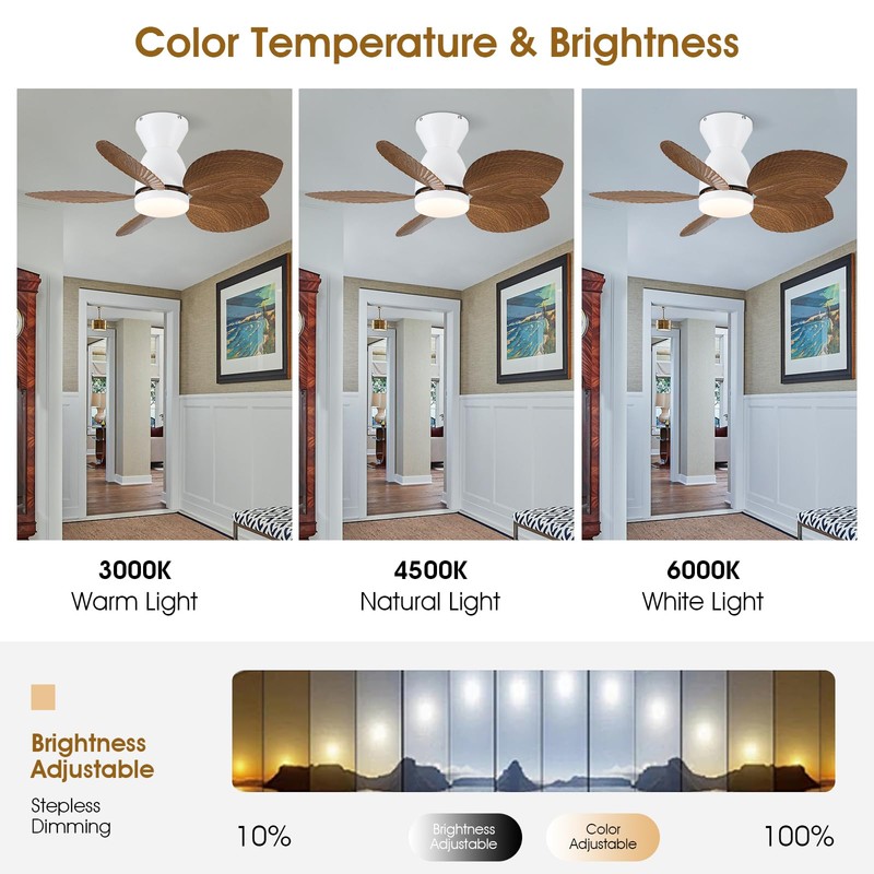 Kviflon Low Profile Ceiling Fans with Lights and Remote/APP Control,