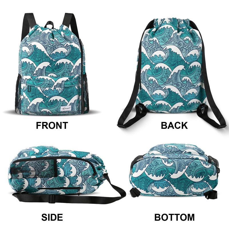 Risefit Drawstring Bag Waterproof Swim Bag Drawstring Gym Backpack Large