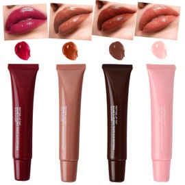 5 Colours Lip Gloss Lip Glaze, Hydrating Lip Gloss, Shiny Lip Gloss Set, Shiny Lip Gloss, Long Lasting Glossy Lip Gloss, Plumping Peptide Lip Gloss, Tinted Plumping Lip Oil for Girls