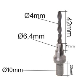 Aqbau® Drill Bit 4 mm for Furniture Connection Screws Wood Drill Confirmat Screws Drill Step Drill for Furniture Screws 6.4 mm for Confirmat Screws