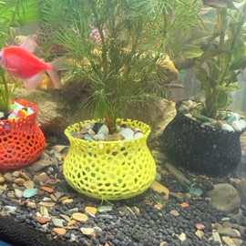 HOZOE Aquarium Submerged Plant Pot, Underwater Plant Anchor, Fish Tank Aquatic Plante, Aquarium Landscaping Decoration, Decorative Accessories - 2-Piece Set (Black)