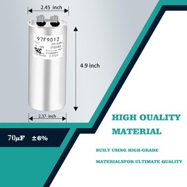 WSRXG 97F9012 97F9012BX C370R 70uF 370V Round Run Capacitor Replacement for HVAC AC Motor