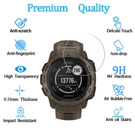 KELOLIN Tempered Glass Screen Protector For Garmin Instinct Tactical - Anti-Scratch, Anti-Glare, Anti-Fingerprint [4 Pack] Screen Protector Compatible with Garmin Instinct Tactical