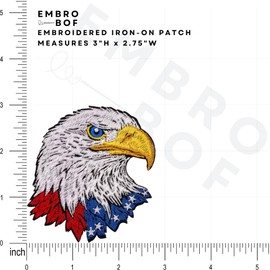 EMBRO BOF Patriotic Eagle Patch – 3 inches, Courageous Eagle Iron On Patch – Embroidered Patriot Patches for Jackets