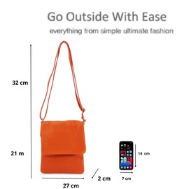 Kitise Women's Casual Flap Genuine Italian Leather Classic Small Shoulder Handbag Crossbody Messenger Bag Phone Holder -LIGHT GREY