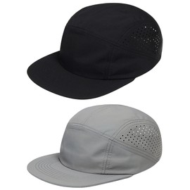 COOLSOME 5 Panels Hat Assorted Color Basic Daily Wear Breathable Airy Quick Dry Cap (US, Numeric, 7 1/2, 7 3/4, Black+Light Gray L Size|mesh)