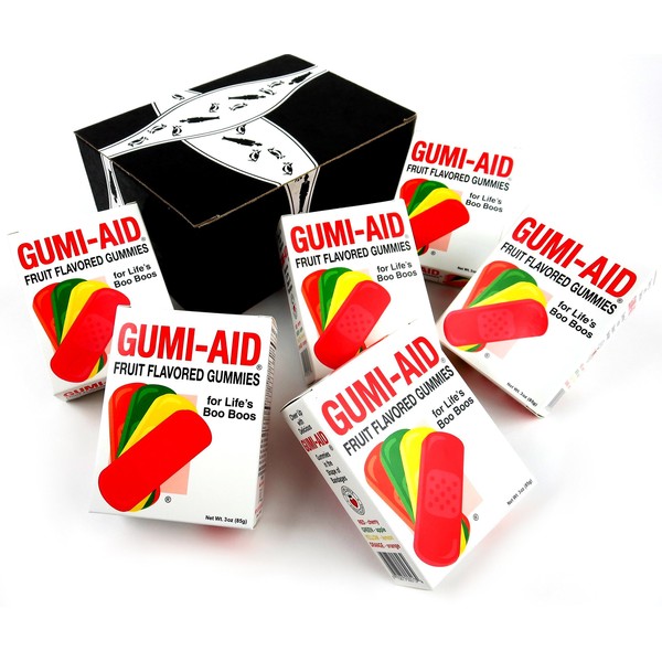 GUMI-AID Fruit Flavored Gummies, 3 oz Packages in a BlackTie Box (Pack of 6)