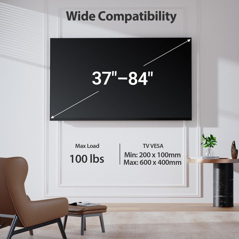 Pipishell Full-Motion TV Wall Mount for Most 37–84 Inch TVs
