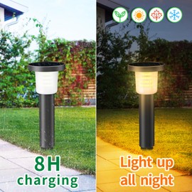 intelamp Solar Garden Lights Outdoor Waterproof, 2 Pack Bright LED Solar Powered Patio Decor Lighting Outside with Remote Control 3 Color Auto On/Off Yard Light for Lawn Pathway Porch Landscape Path
