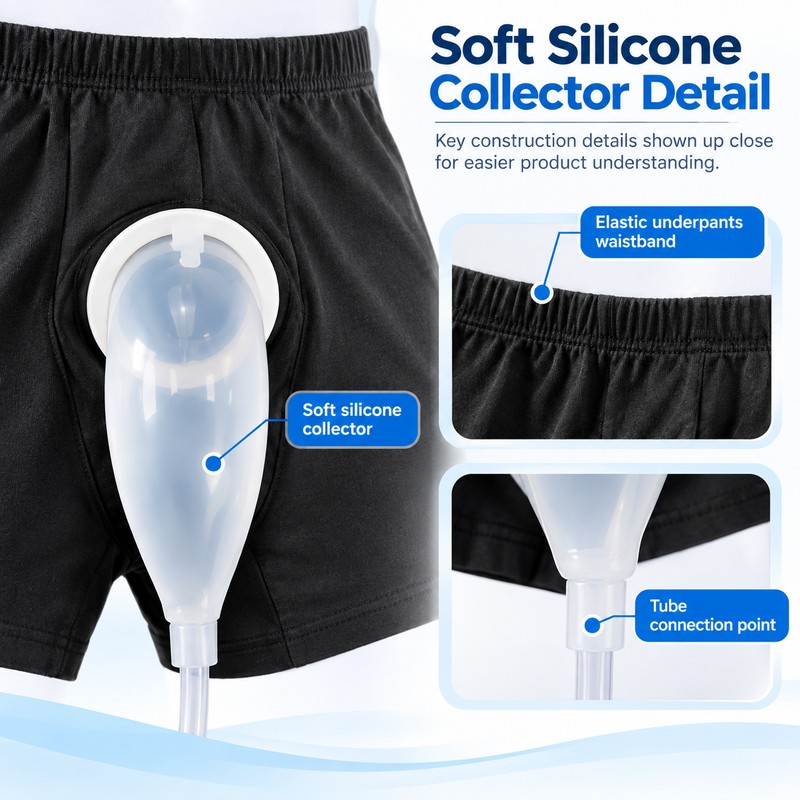 Male External Urine Collector for Bedside & Travel Use –