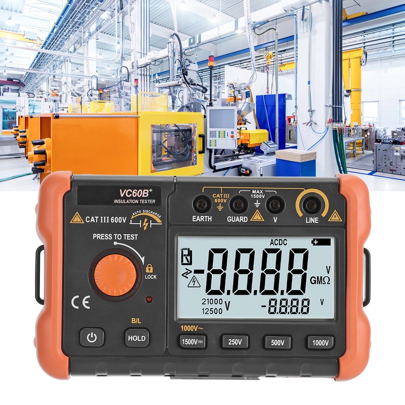 Insulation Resistance Tester Megohmmeter Digital 1000V 4999MΩ with LCD Display