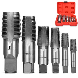 NPT Thread Forming Taps - 6 Pieces 1", 1/8", 1/4", 3/8", 1/2", 3/4" Pipe Taps Set Drill Bits for Cleaning or Re-thread Damaged or Jam Pipe Threads, High-speed Steel Material (6)