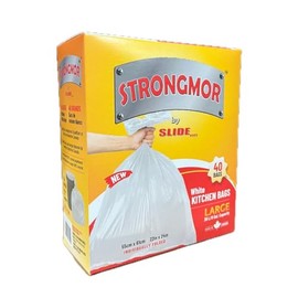 Strongmor Garbage Bags - 40 Clear Kitchen and Bathroom Trash Bags | 30L Capacity | Heavy Duty and Made in Canada for Easy Disposal and Recycling