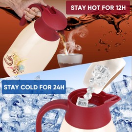 AceChef 40.5 Oz Thermal Coffee Carafe, Vacuum Insulated Glass Lined Coffee Thermos, 1.2Liter Tea Pot with Lid, Heat Retention for Coffee & Tea