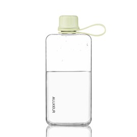 ALLKELR Portable Flat Water Bottle,BPA Free Reusable Tritan Plastic Travel Water Bottle Cup,Lightweight Leakproof Slim Water Bottles Fits Purse,Backpacking,Hiking (Green, 13.5 oz)