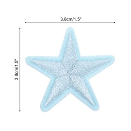 sourcing map Small 5Star Iron on Patches Embroidered Sew Patches Appliques Garment Embellishments for Clothing Repair Backpack Shoes Decoration 3.8x3.8cm/1.5x1.5 Pack of 50 (Blue)