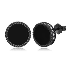Black Onyx Earrings for Women 925 Sterling Silver Black Stud Earrings Gothic Christmas Jewellery Gift for Men
