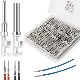 JRready Deutsch DTP Connector Terminal Kit Size 12, Male Pins 1060-12-0166 / Female Sockets 1062-12-0166 Open Barrel Style Contacts for Wire Gauge 12-14 AWG, ST6254-100 Stamped & Formed Contacts