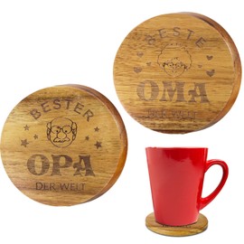 COLOFALLA 2 Pieces Grandma Grandpa Coasters Grandma Christmas Gifts Grandpa Christmas Gifts Gift Grandma Gifts for Grandpa The Best Grandfather The Best Grandmother in the World Cups Tray Tea Board