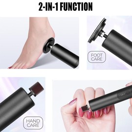 Pinkiou Electric Callus Remover with Nail File Sander, 2-in-1 Wireless Professional Callus Removal Foot for Cracked, Dry Callus, with Sandpaper Disc, 6 Speeds