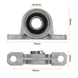 sourcing map 4pcs KP001 Flanged Pillow Block Bearings 12mm Bore, Zinc Alloy Self Aligning Flange Mounted Bearings