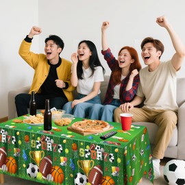 4 Pack Sports Tablecloth Sport Theme Birthday Party Table Cloth Sport Party Decorations Soccer Basketball Football Baseball Table Covers for Boys All Star Sports Themed Party Supplies 51 x 86 IN
