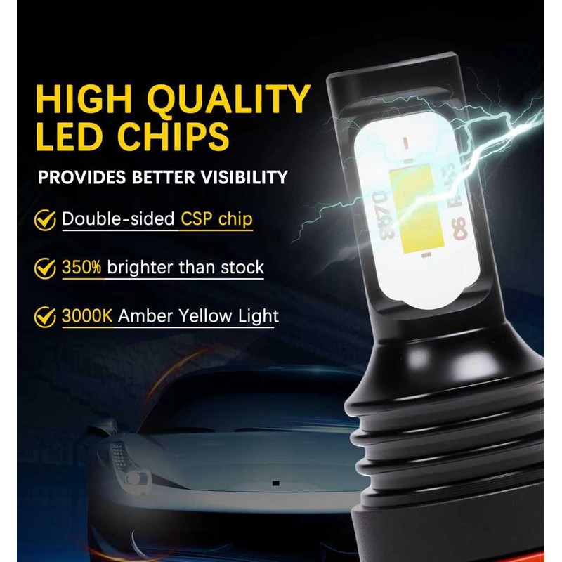 Dechiramo Compatibe for 1993-2003 Ford F150 Fog Light,3000K Amber Yellow