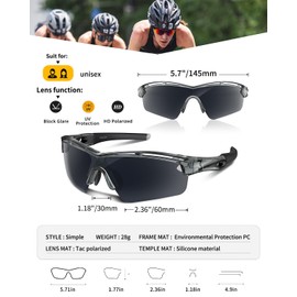 Rosemal Sports Sunglasses Polarized Cycling Sunglasses Running Driving Fishing Hiking for Men Women UV400 TAC TR90