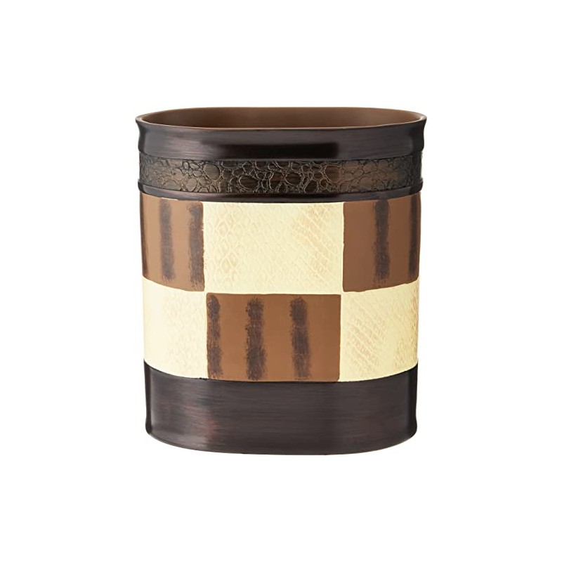 Popular Bath Waste Basket, Zambia Collection, Animal Print/Beige